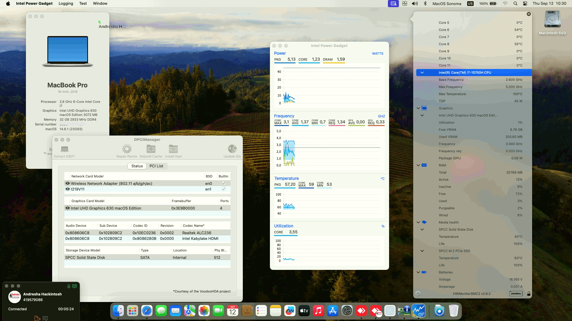 Success Hackintosh macOS Sonoma 14.6.1 Build 23G93 in Dell Precision 3551